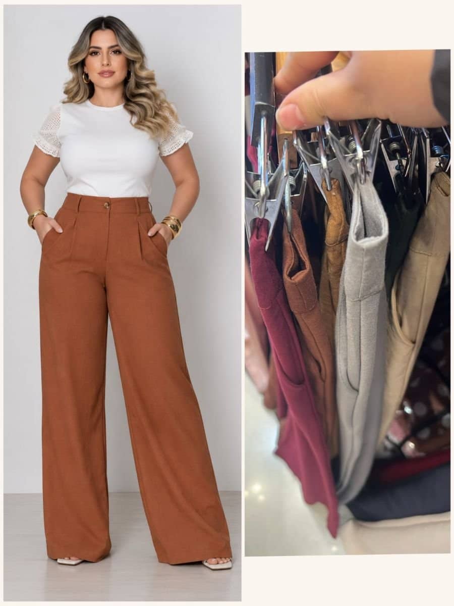 Calça Pantalona de Linho