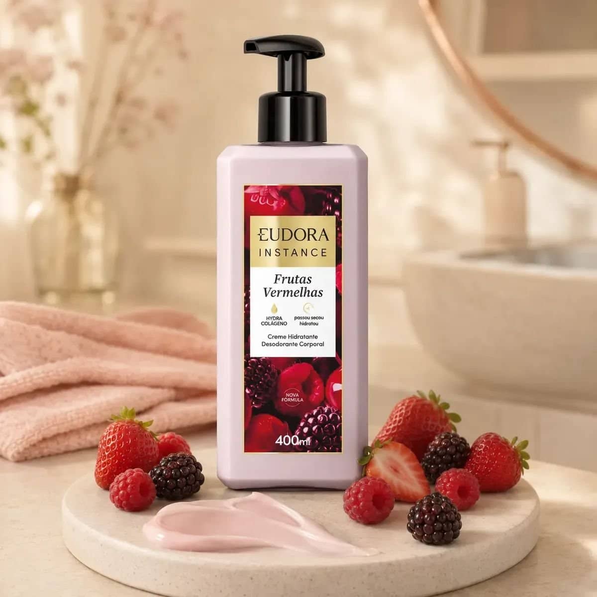 Hidratante Corporal Eudora Instance Frutas Vermelhas 400ml