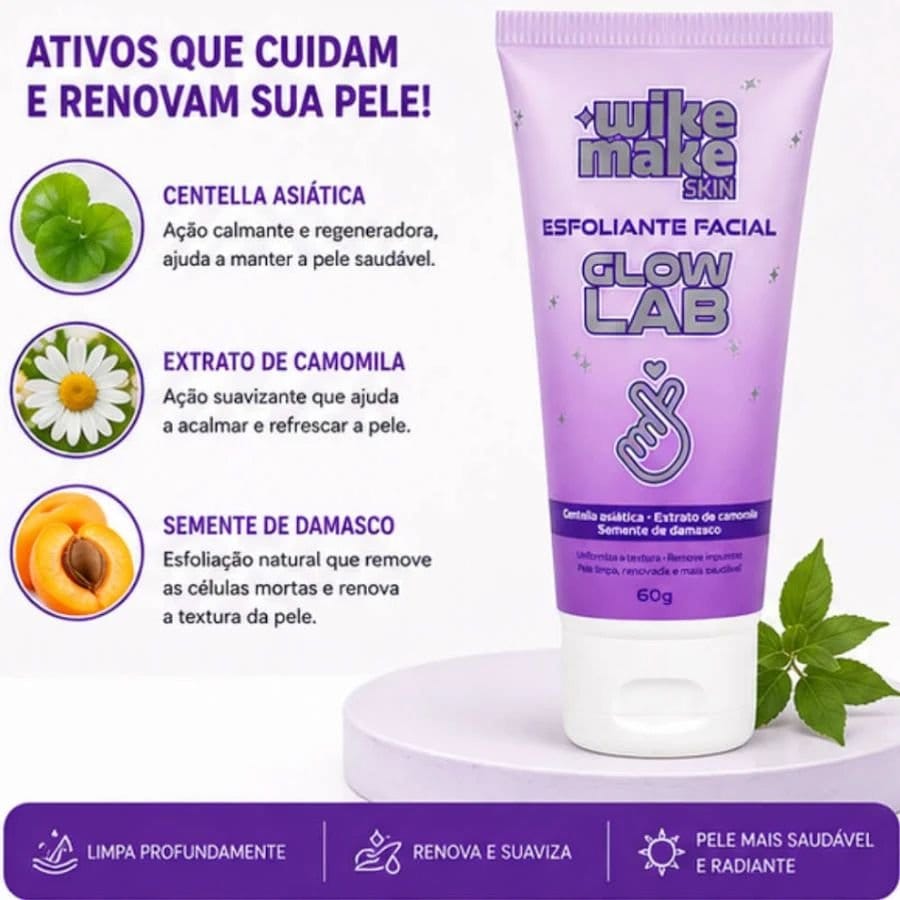 Esfoliante Facial Glow Lab Wike Make Skin 60g - Foto 2