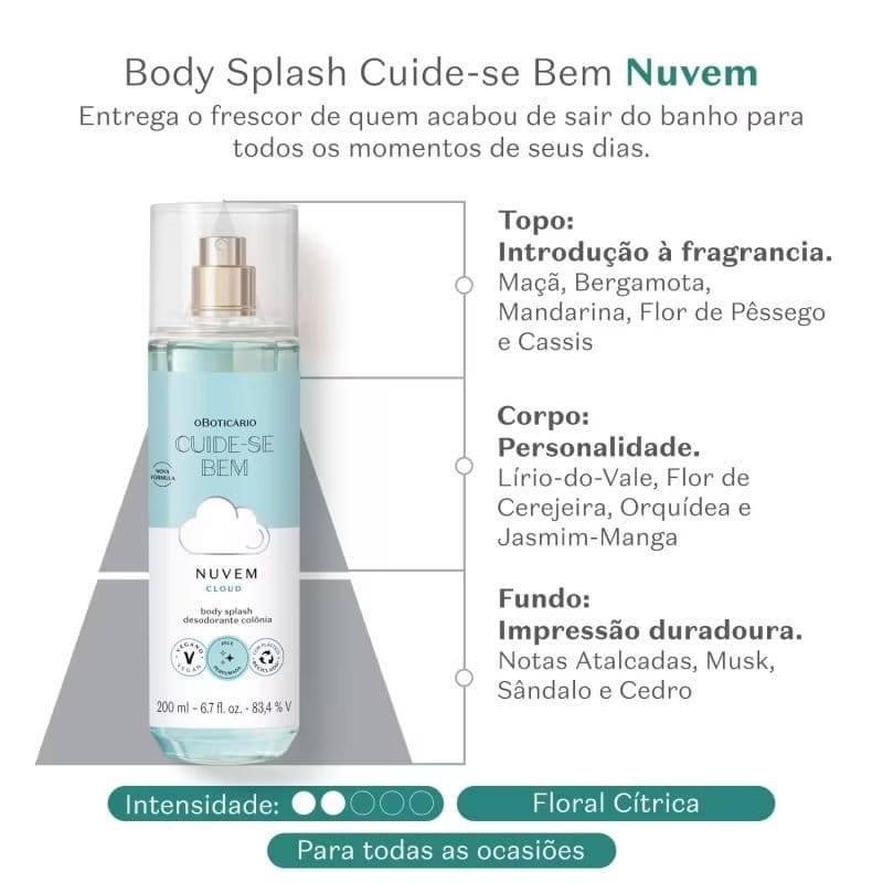 Body Splash Desodorante Colônia Cuide-se Bem Nuvem 200ml - Foto 2