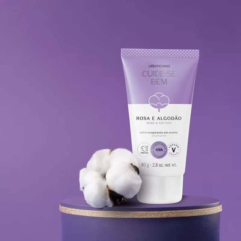 Antitranspirante em Creme Cuide-se Bem Rosa e Algodão 80g