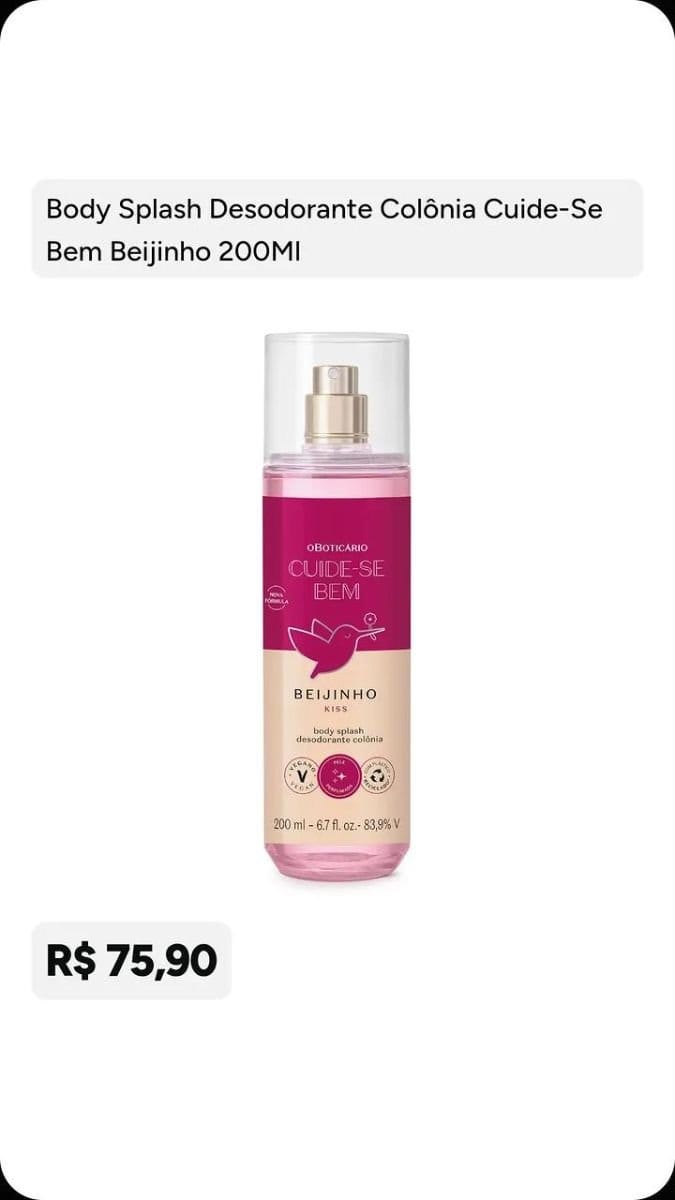 Body Splash Desodorante Cuide - Se Bem Beijinho 200ml - Foto 1