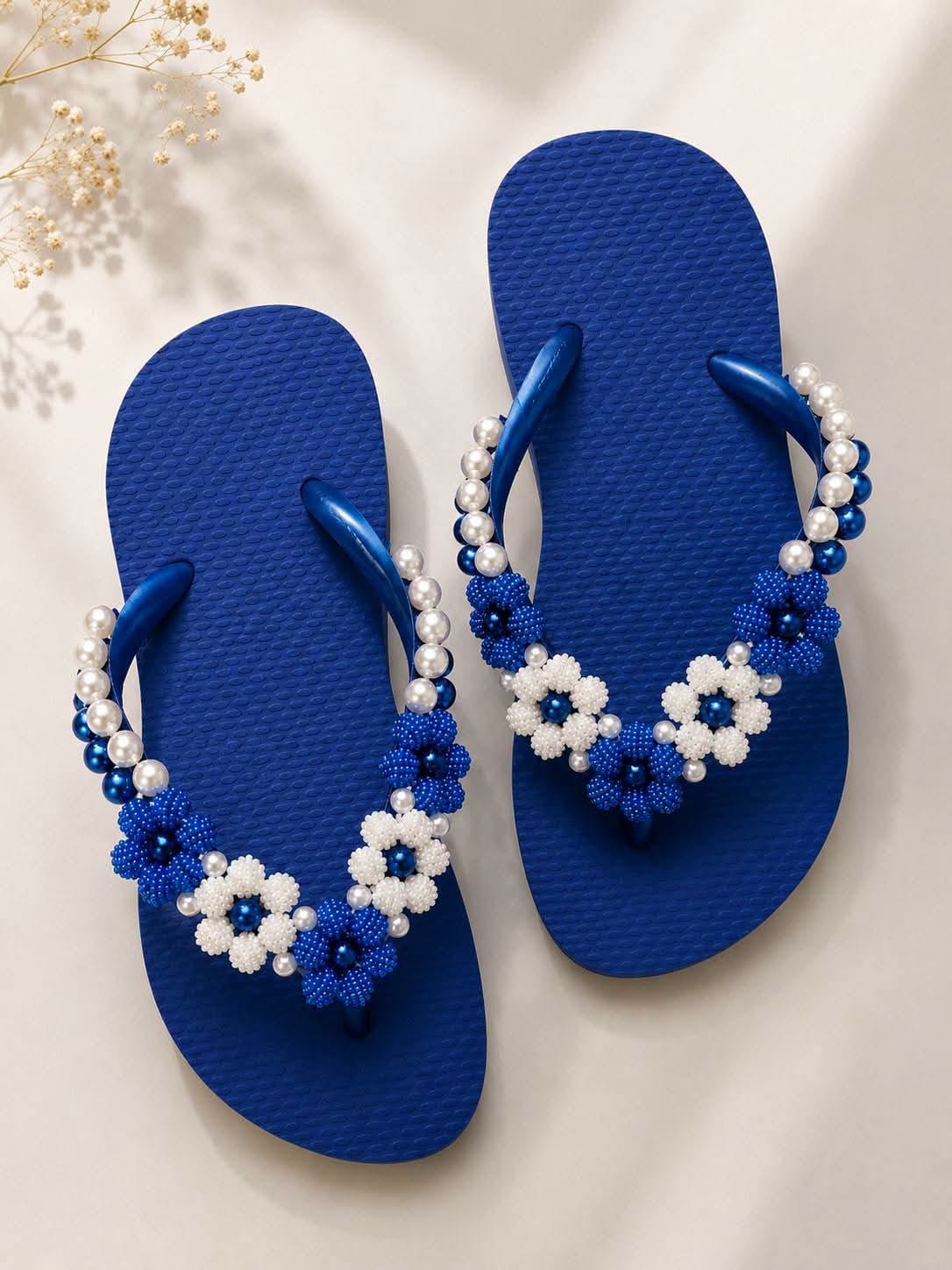 Chinelo Havaianas Personalizado Rendado Azul Bic & Pérolas