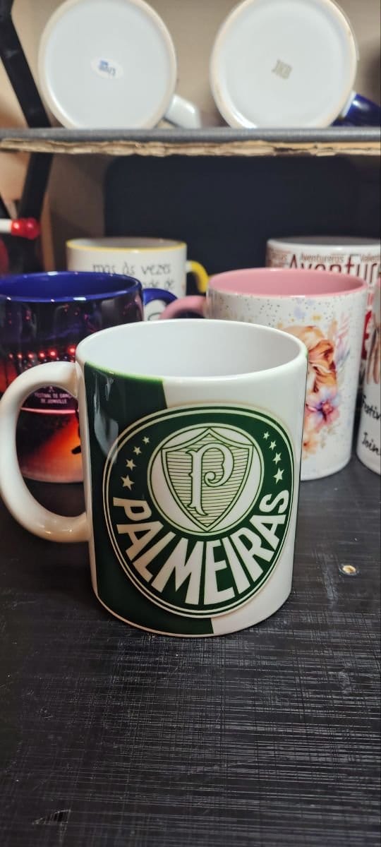 Caneca Cerâmica 325 ml Palmeiras - Foto 1