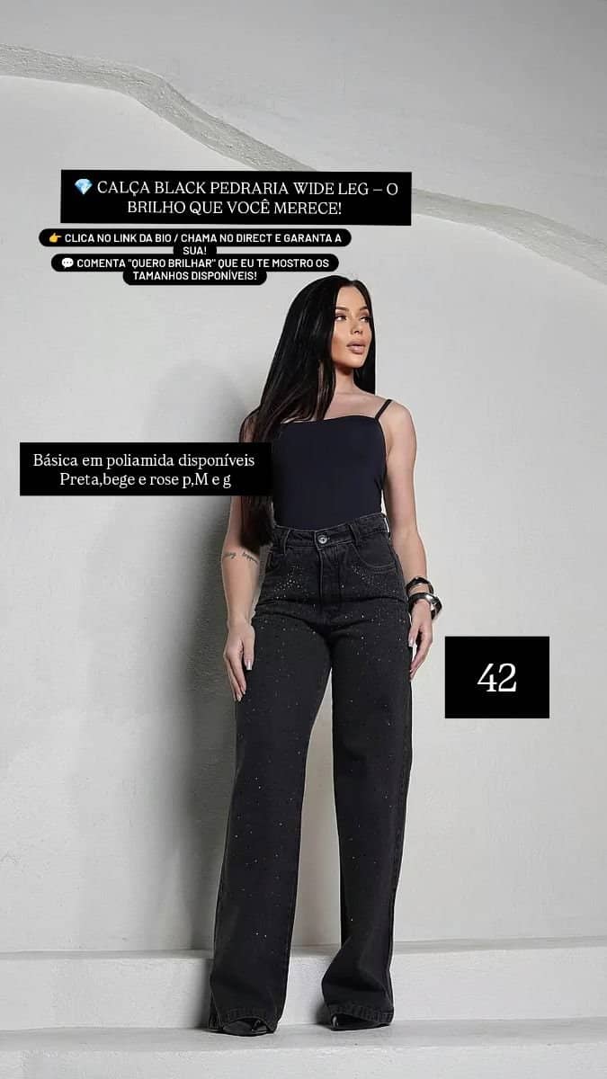 Wide leg Black pedrarias