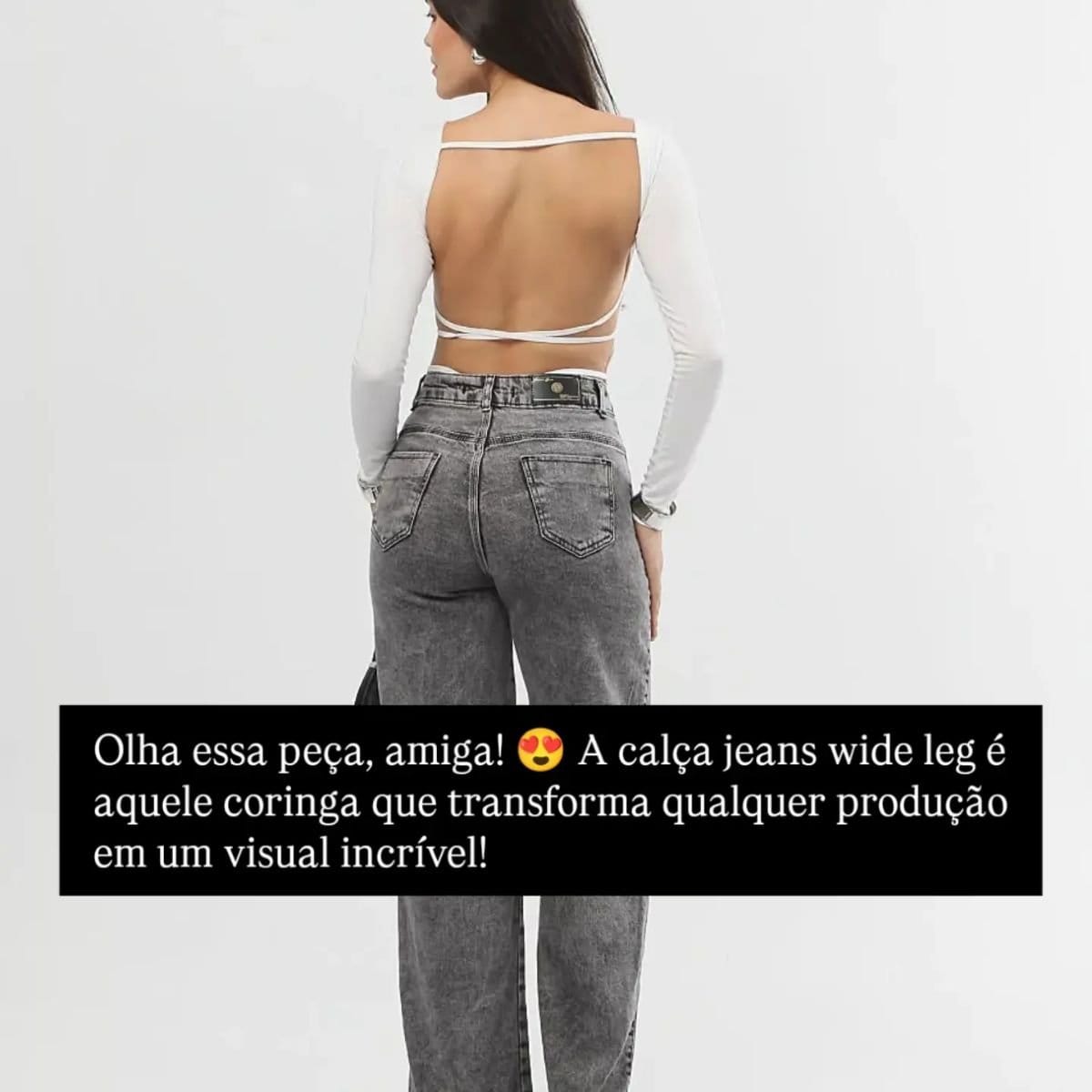 Calça jeans wide leg grafite - Foto 1