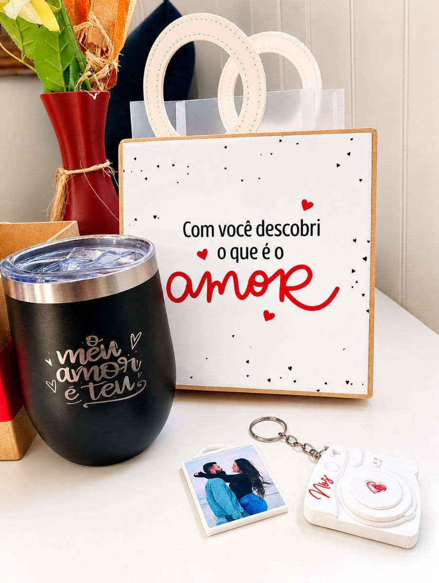 Kit caixa MDF led encontrei o Amor