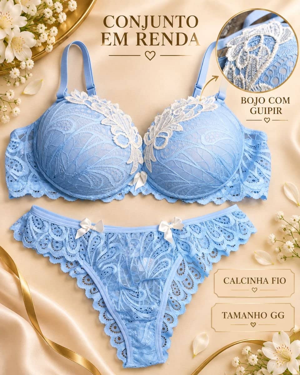 Conjunto renda com guippir 7113