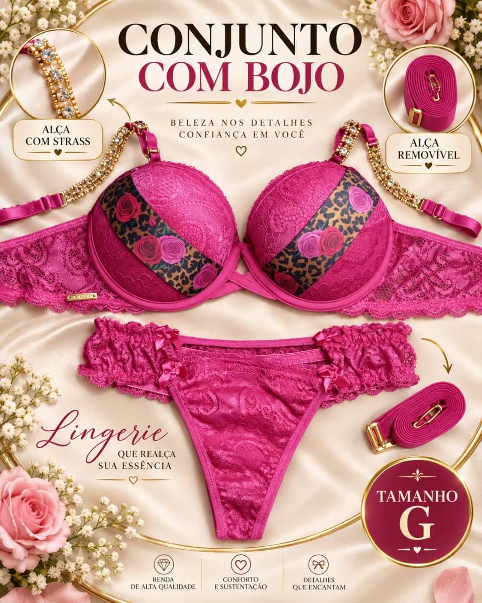 Conjunto alça removível strass e lisa