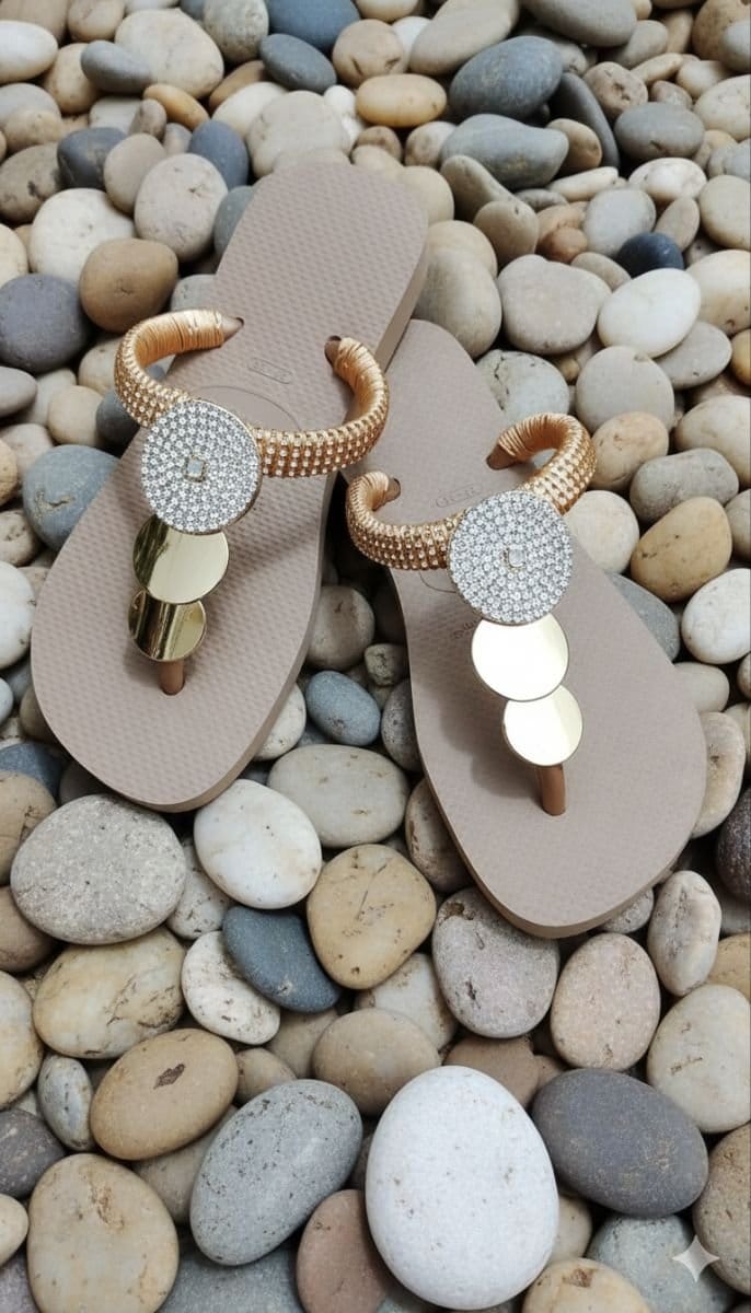Havaianas com esferas douradas - Foto 1