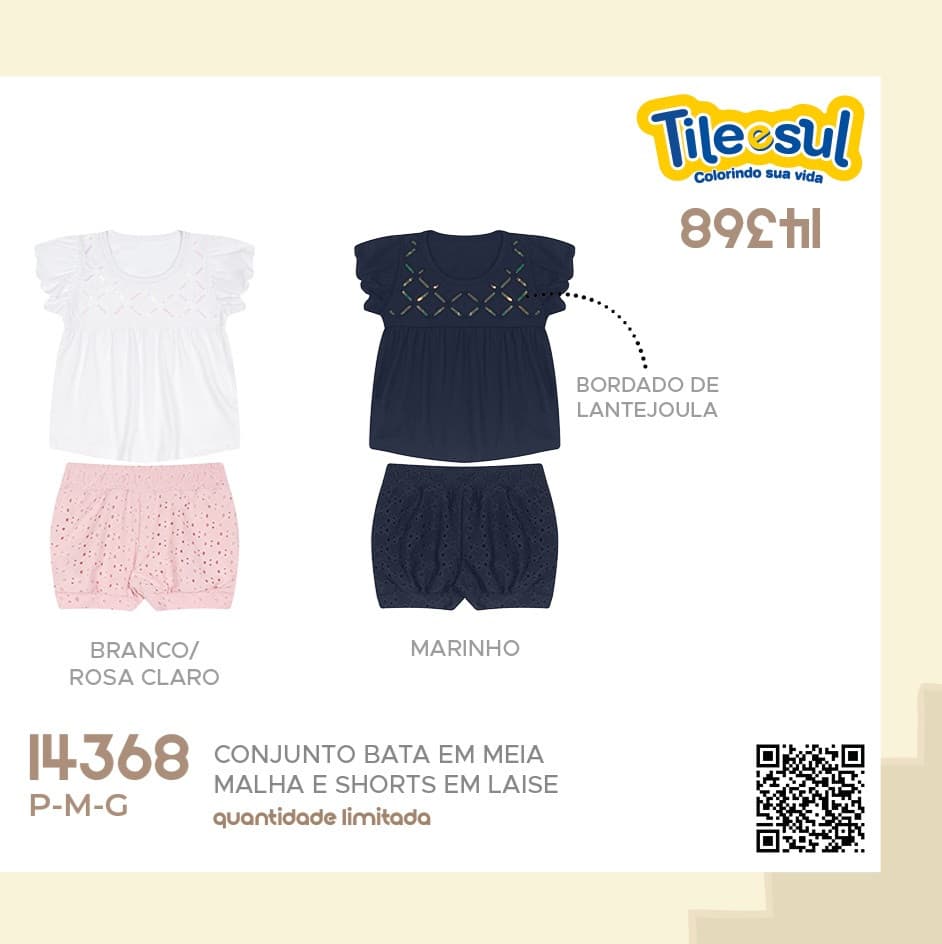 Conjunto baby short Laise Tileesul