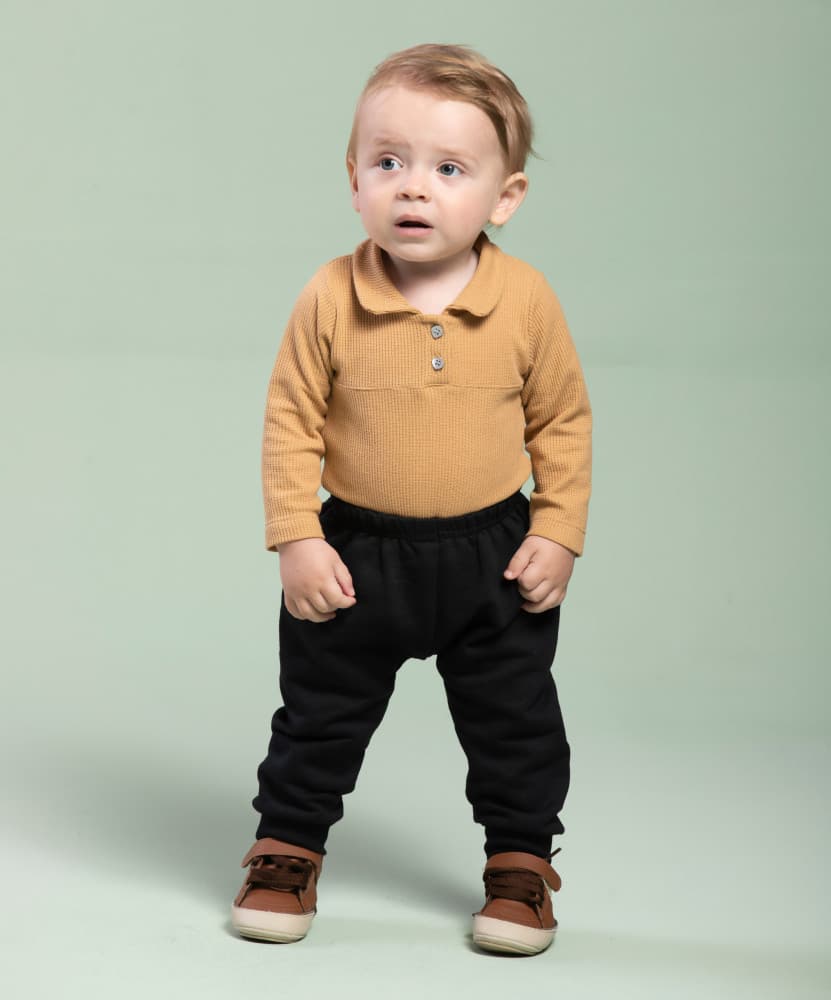 Body polo em malha waffer