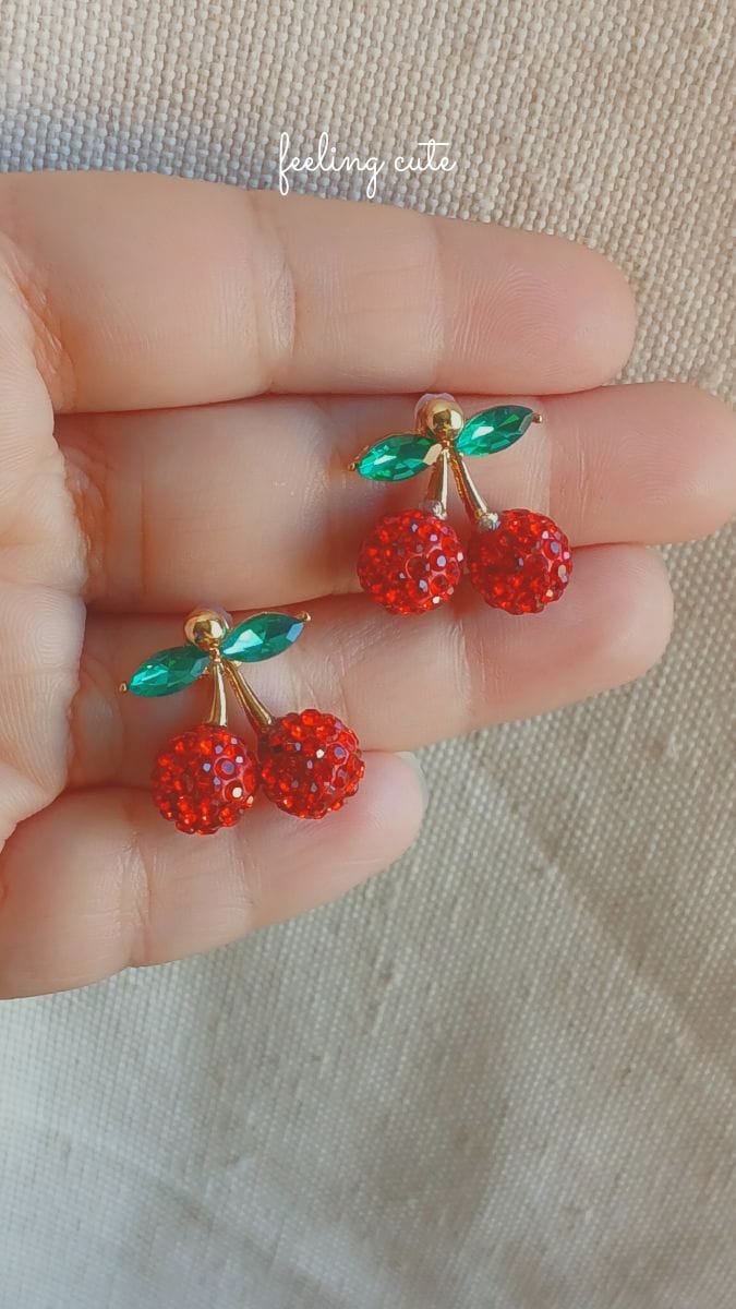 Brinco Cereja com strass - Foto 1