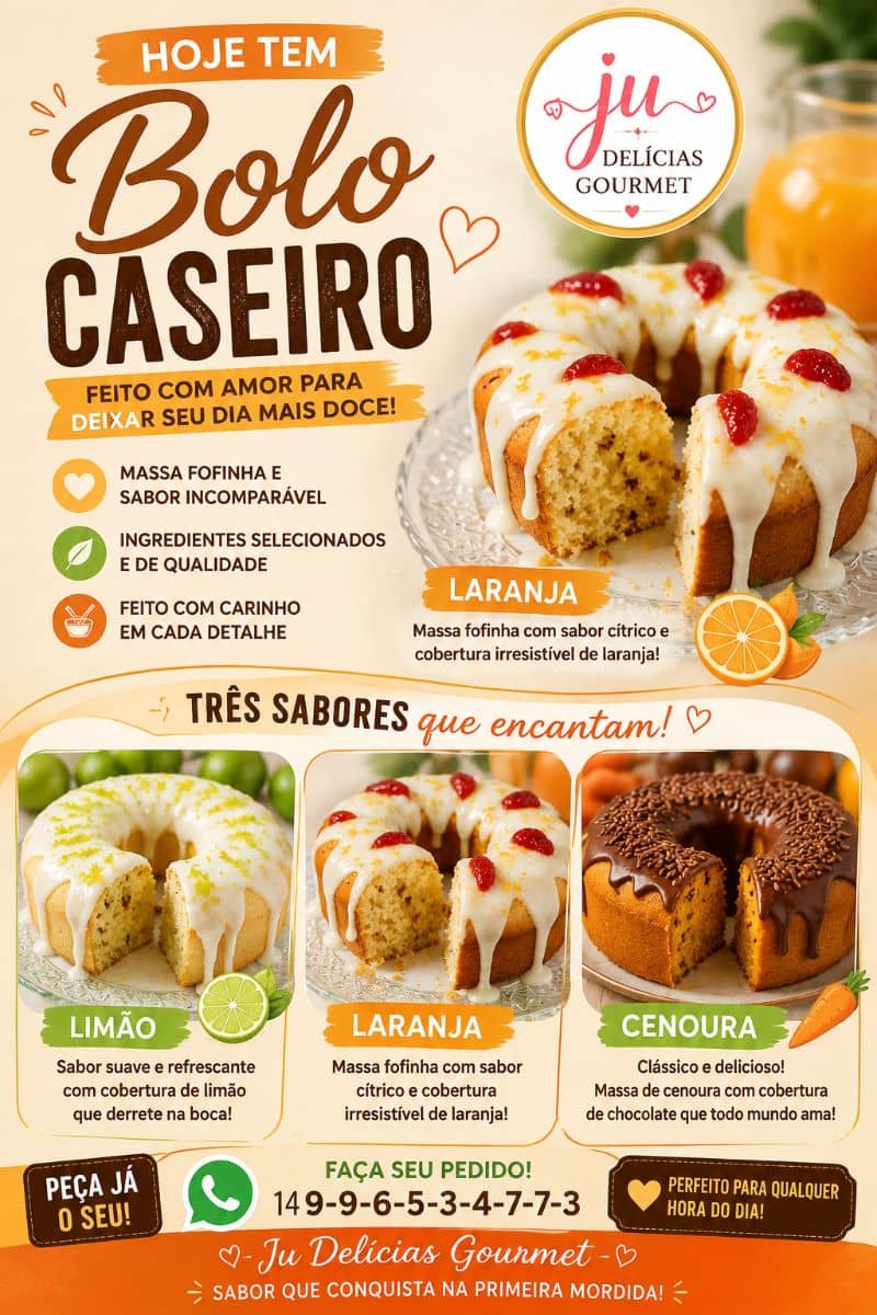 Bolos caseiros com cobertura