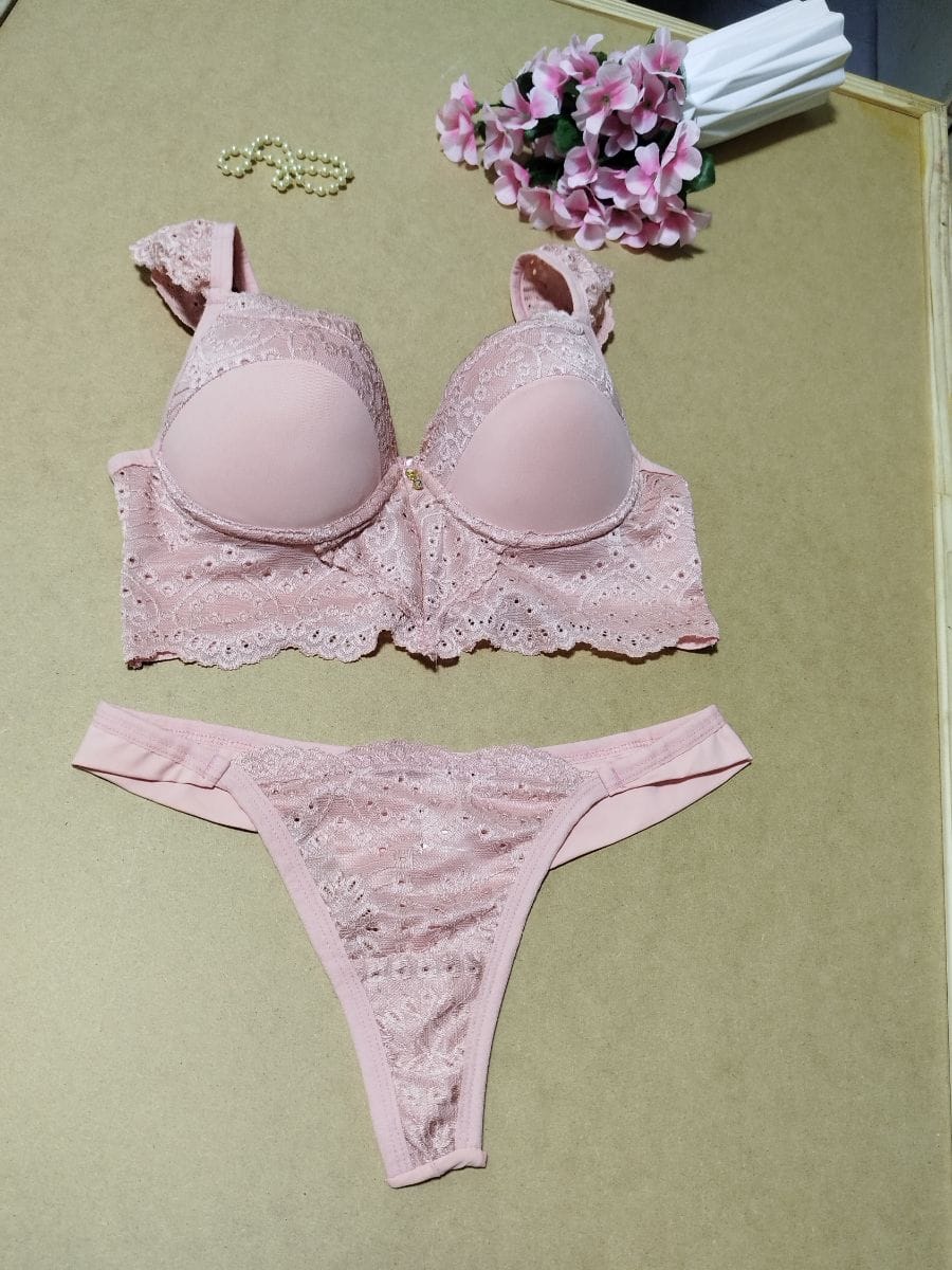 Conjunto lingerie fio duplo Estilosa, Nude Rosé - Foto 3