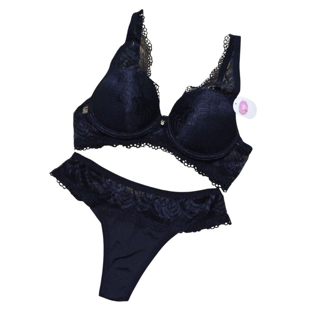 Conjunto lingerie fio duplo, preto