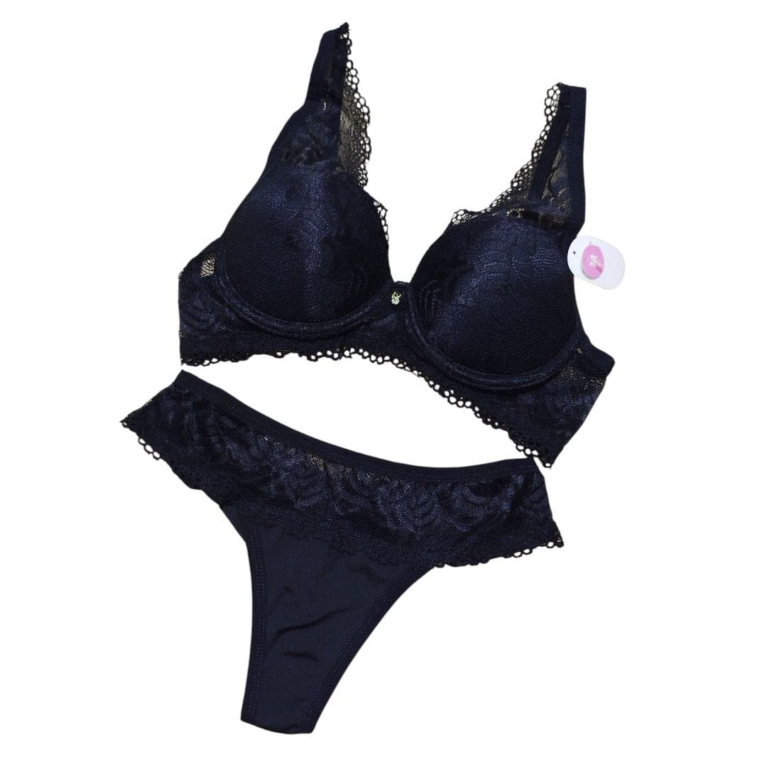 Conjunto lingerie fio duplo, preto - Foto 1