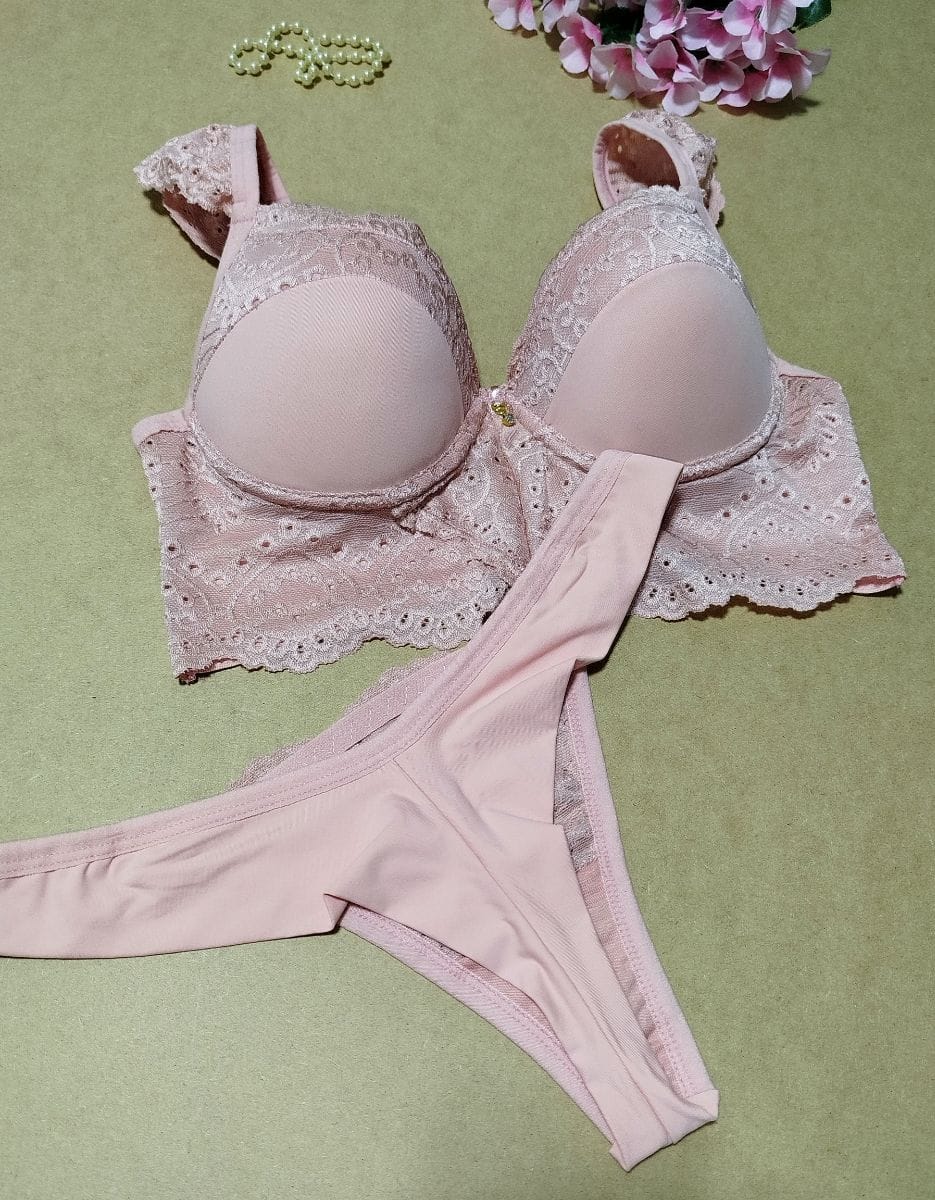 Conjunto lingerie fio duplo Estilosa, Nude Rosé - Foto 2