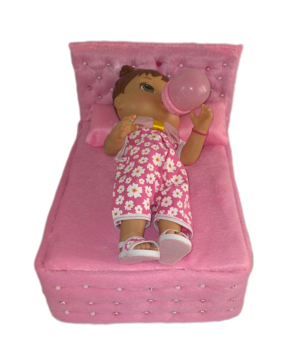 Cama de luxo tipo casal para boneca até 30cm - Foto 5