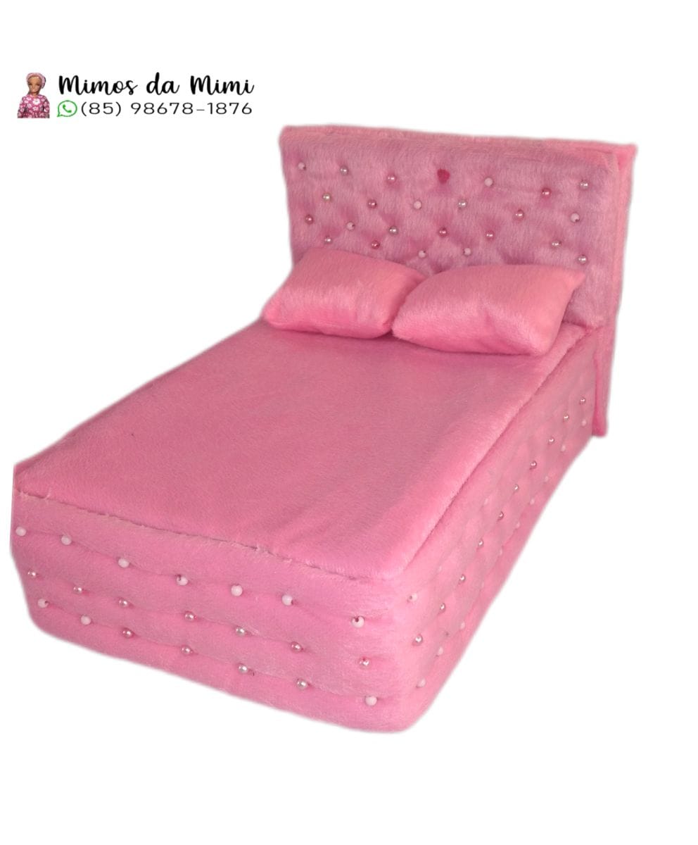 Cama de luxo tipo casal para boneca até 30cm - Foto 2