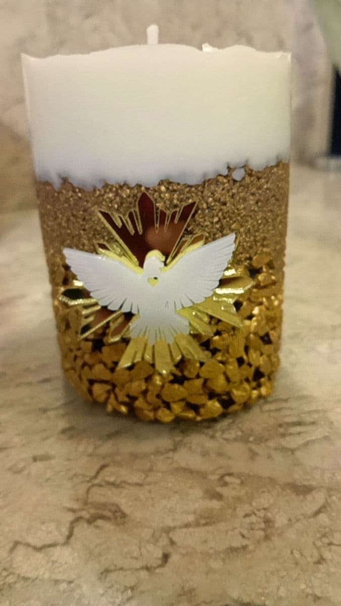 Kit 5 Velas símbolo espírito Santo 8cm