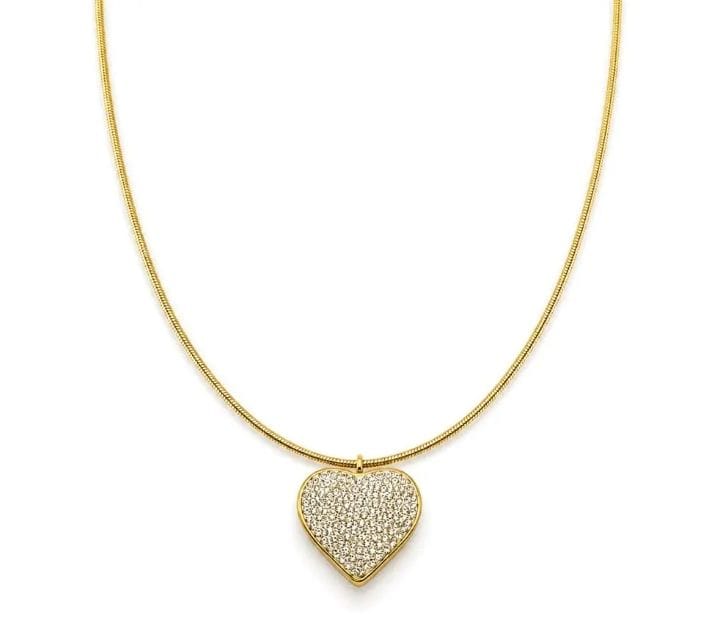 Colar Dourado, Coração Cravejado 45 cm - Foto 2