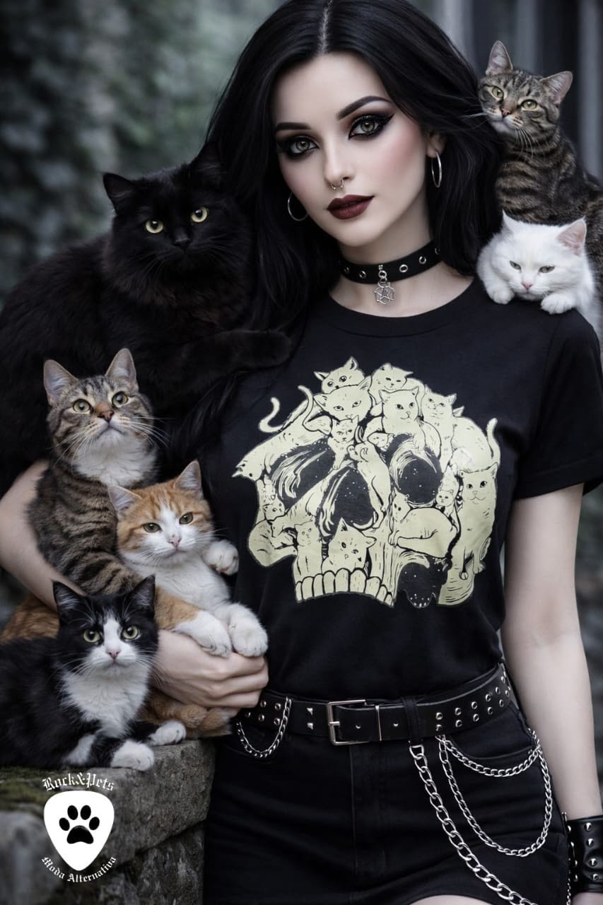 Camiseta Skull Cats - Foto 1