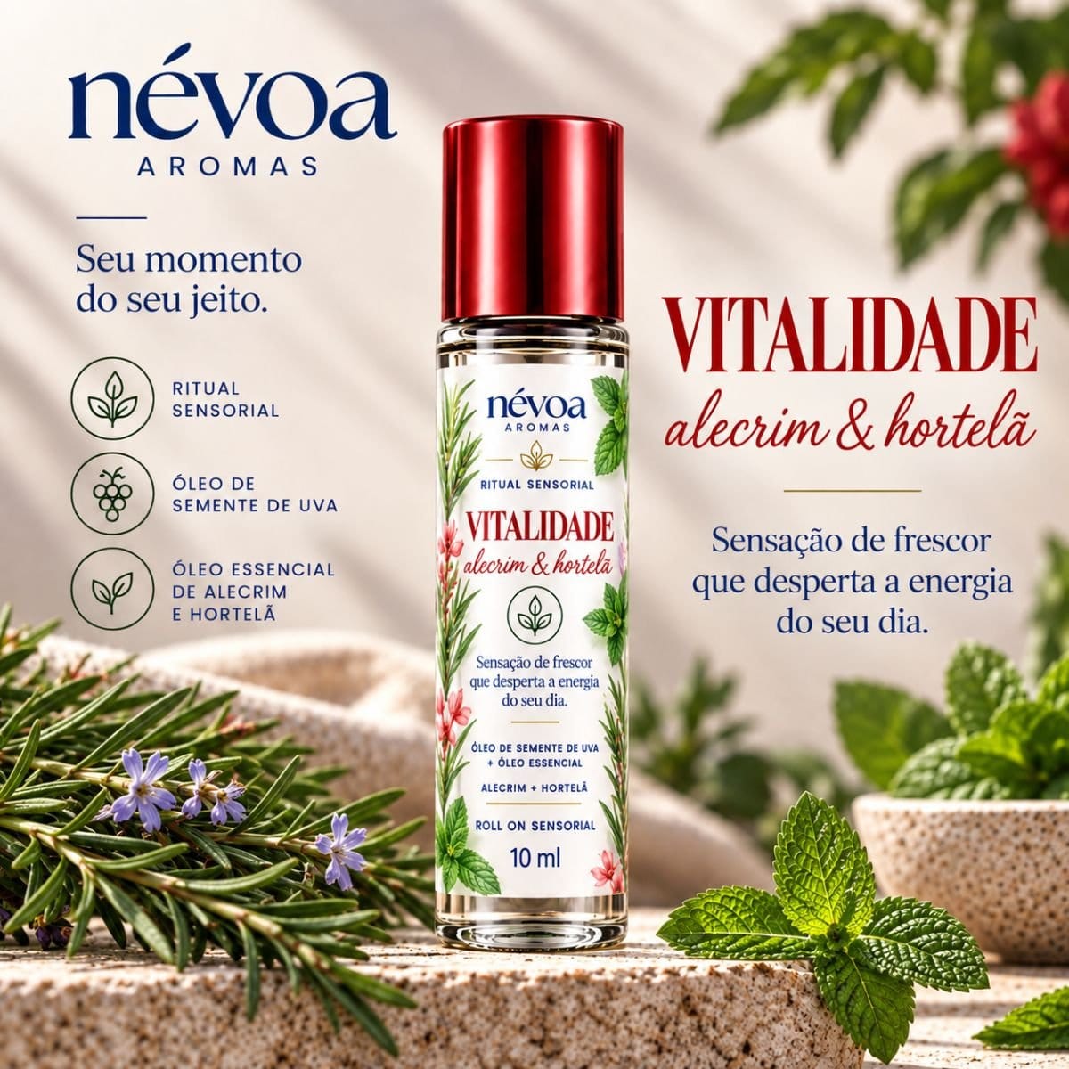 Roll On Sensorial VITALIDADE — Alecrim & Hortelã - Foto 1