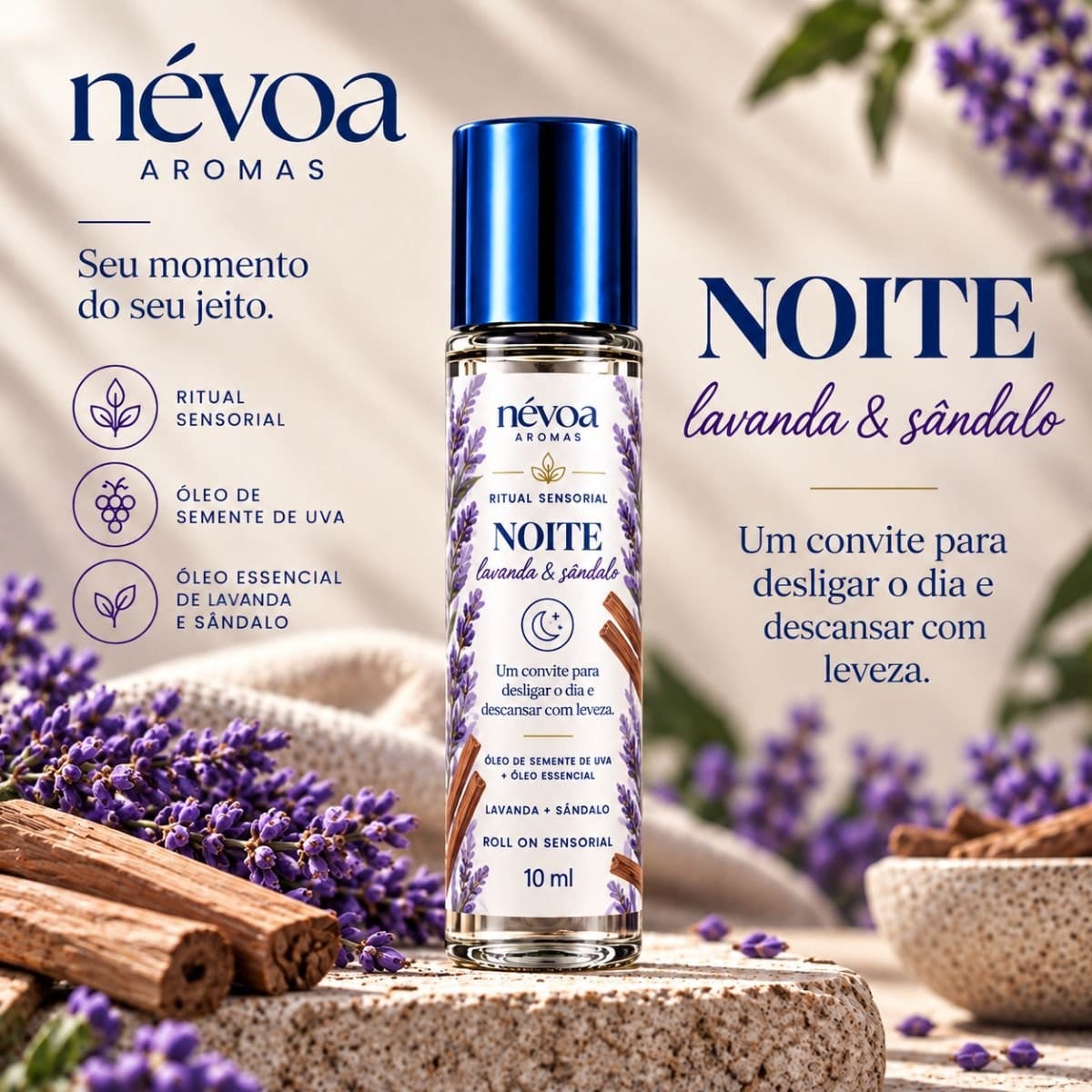 Roll On Sensorial NOITE — Lavanda & Sândalo - Foto 1