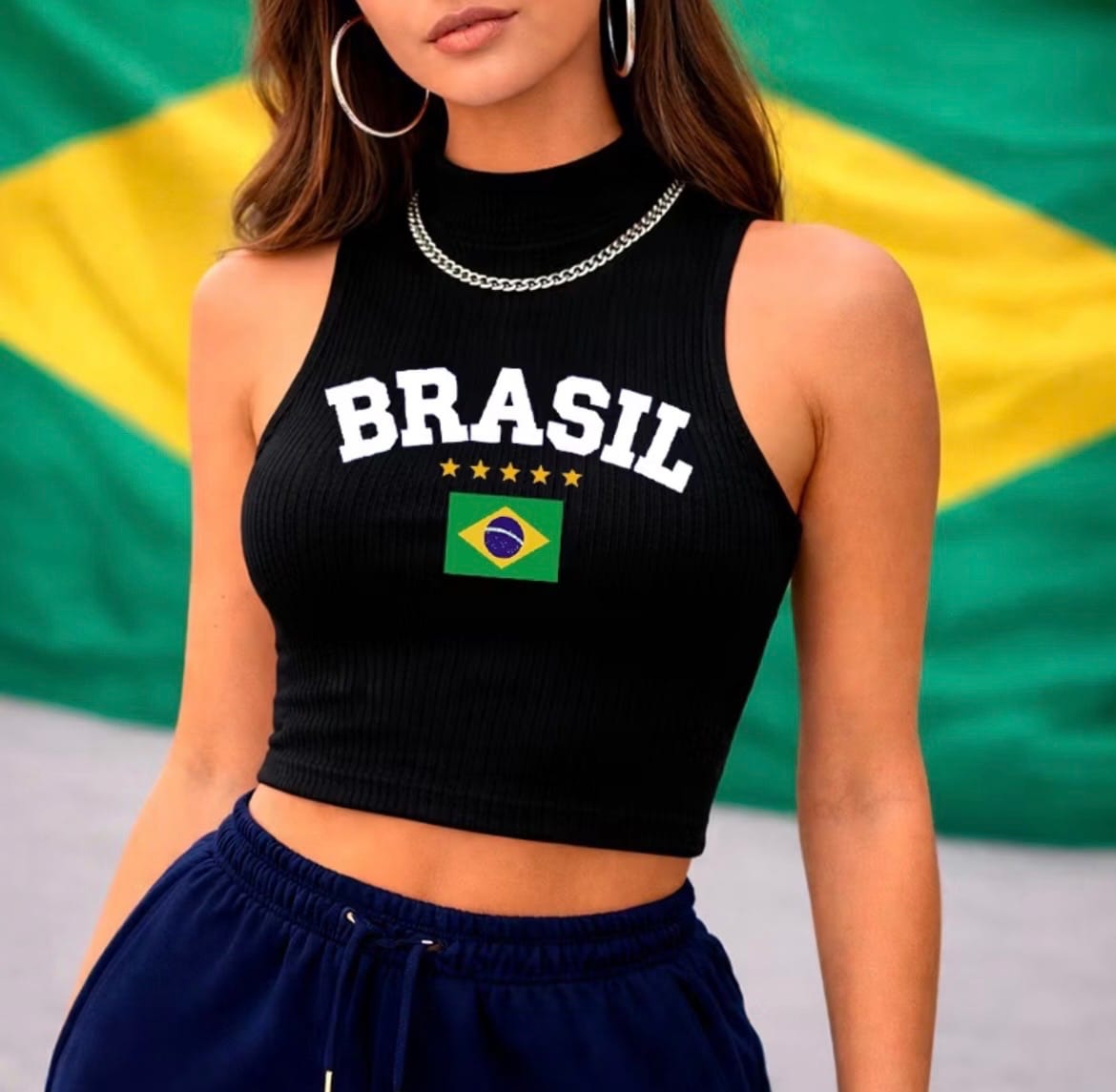 Cropped Gola Alta Canelado - Foto 2