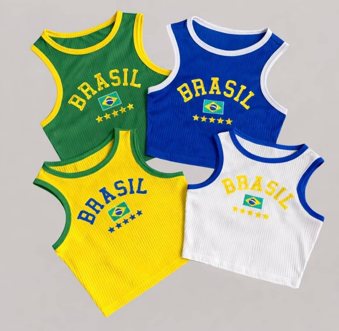 Blusinha Feminina Cropped Regata Brasil Canelada