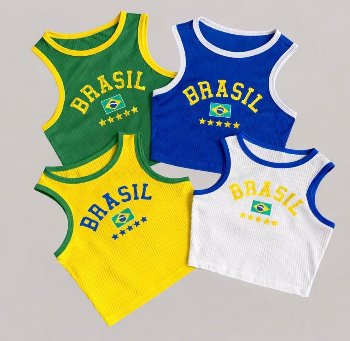 Blusinha Feminina Cropped Regata Brasil Canelada