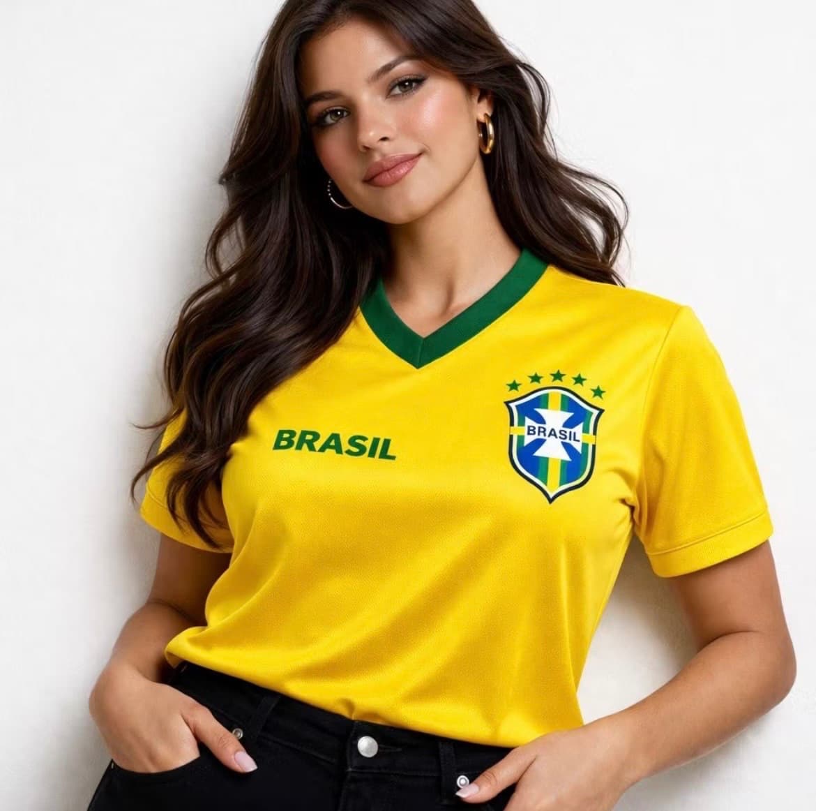 Camisa Brasil Feminina Baby Look TORCIDA 2026