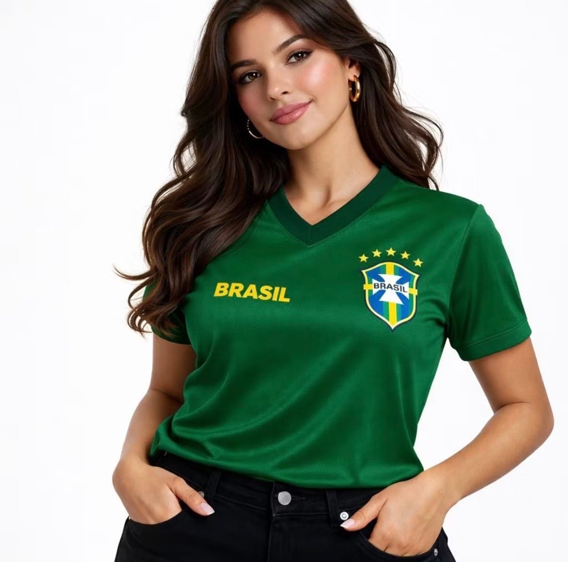 Camisa Brasil Feminina Baby Look TORCIDA 2026 - Foto 4
