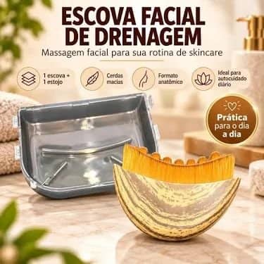 Escova Facial de Drenagem Linfática – Efeito Lifting & Antiinchaço (Tendência Gringa)
