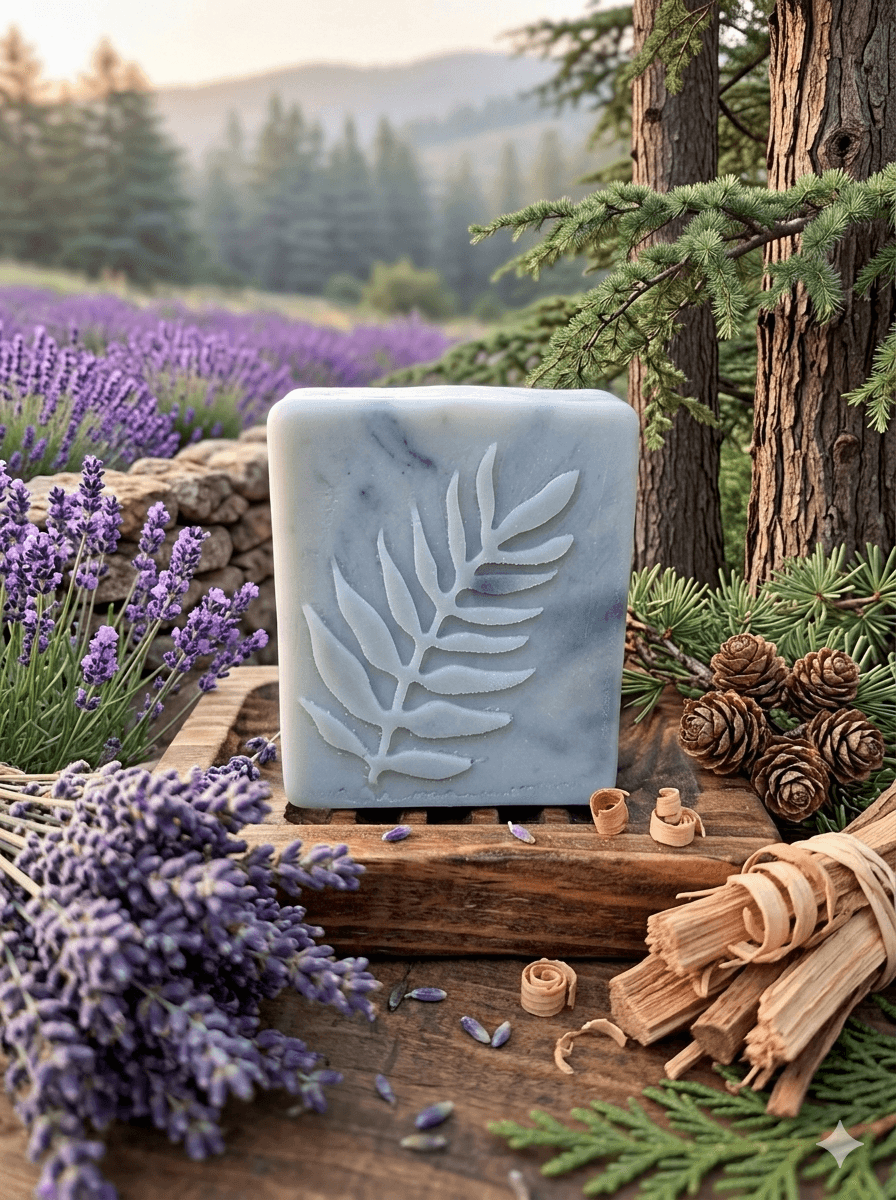 Sabonete quadrado de lavanda e Cedro