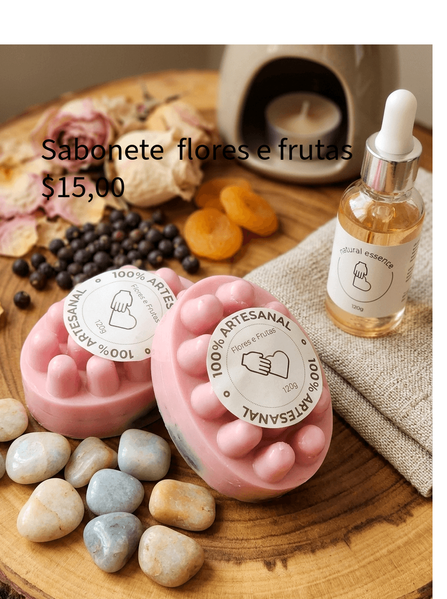 Sabonete massageador flores e frutas com extrato de cupuaçu