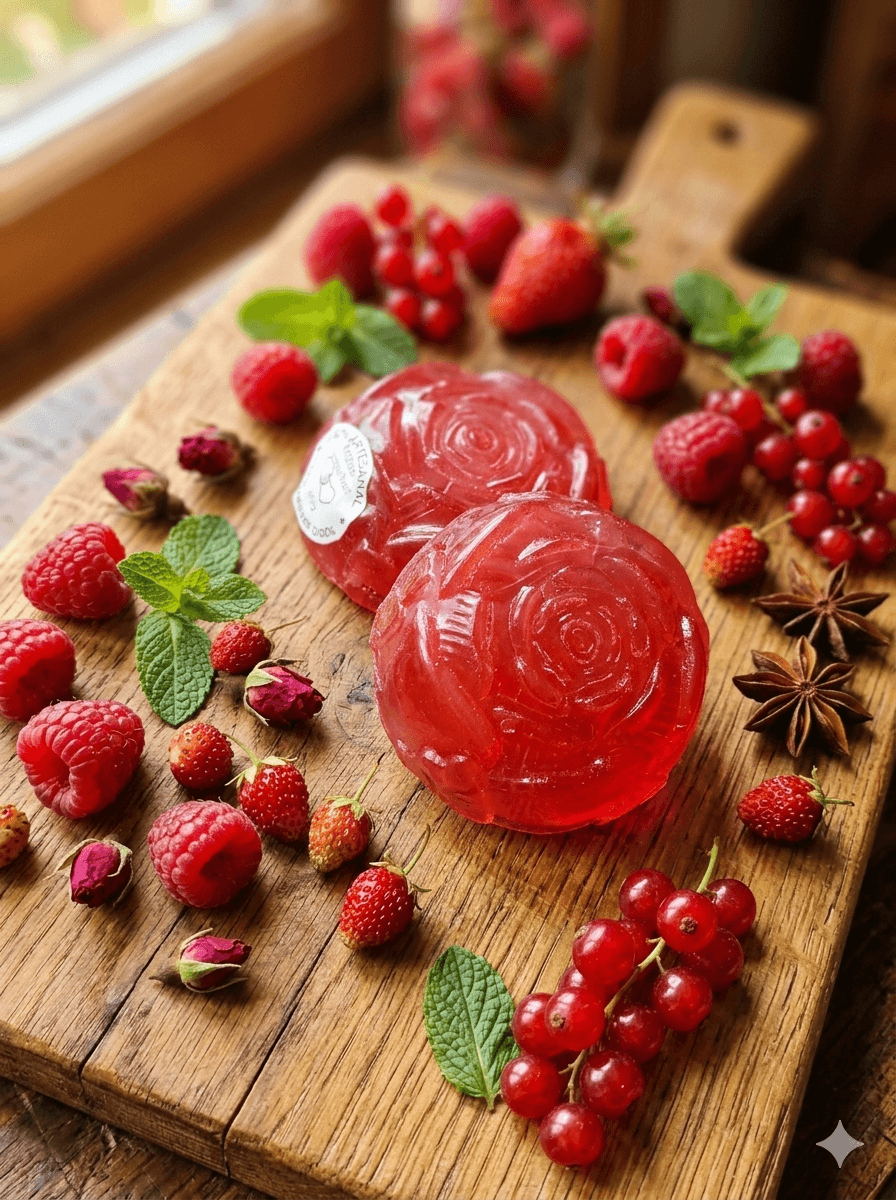 Sabonete formato de rosa frutas vermelha e extrato glicólico de babosa - Foto 1