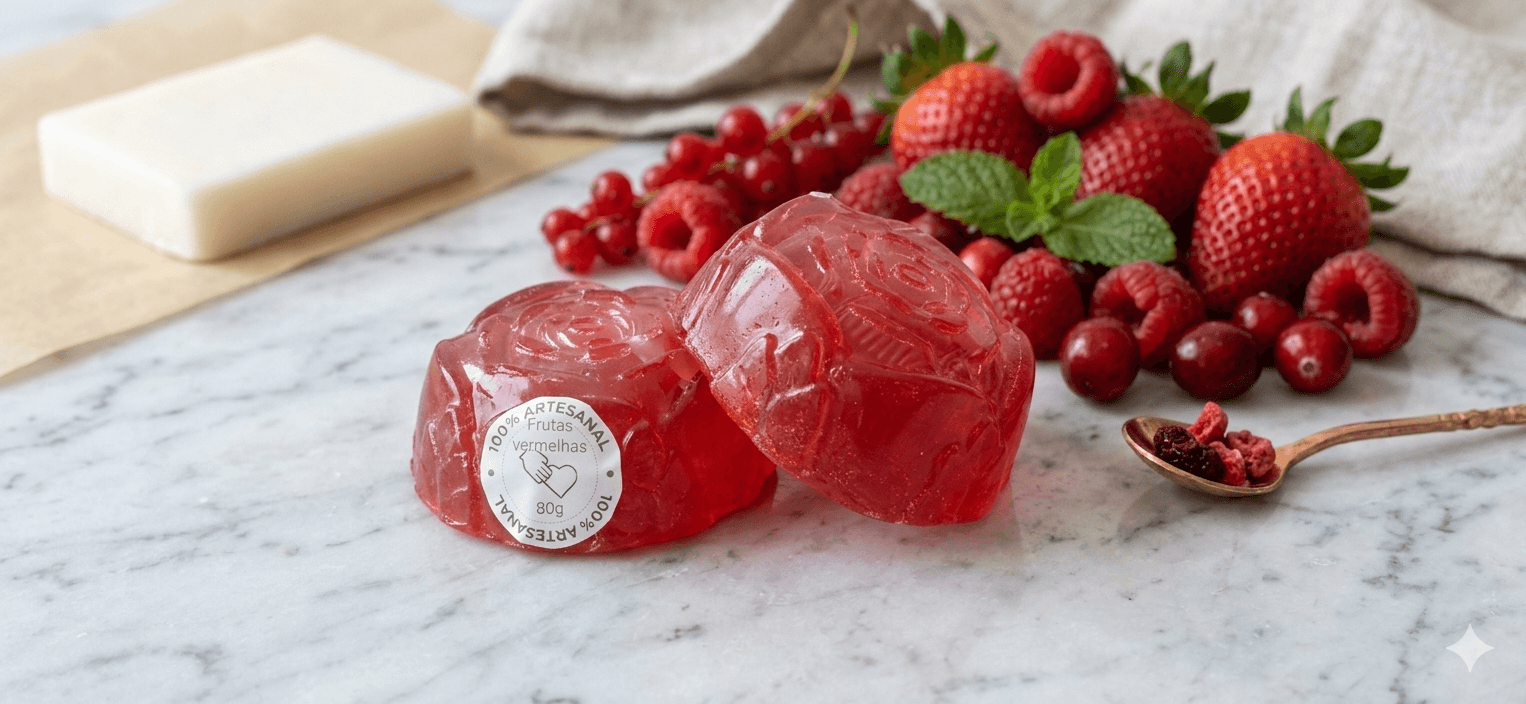 Sabonete formato de rosa frutas vermelha e extrato glicólico de babosa - Foto 2