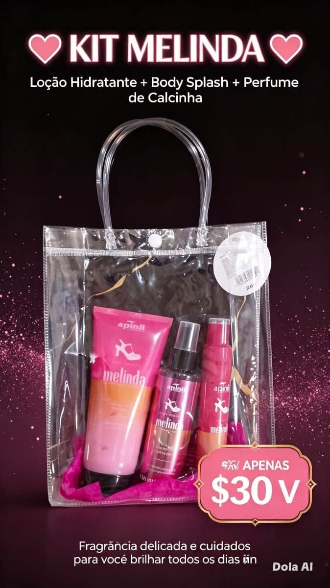 KIT Melinda Hidratante,Body Splash,Perfume de Calcinha - Foto 1