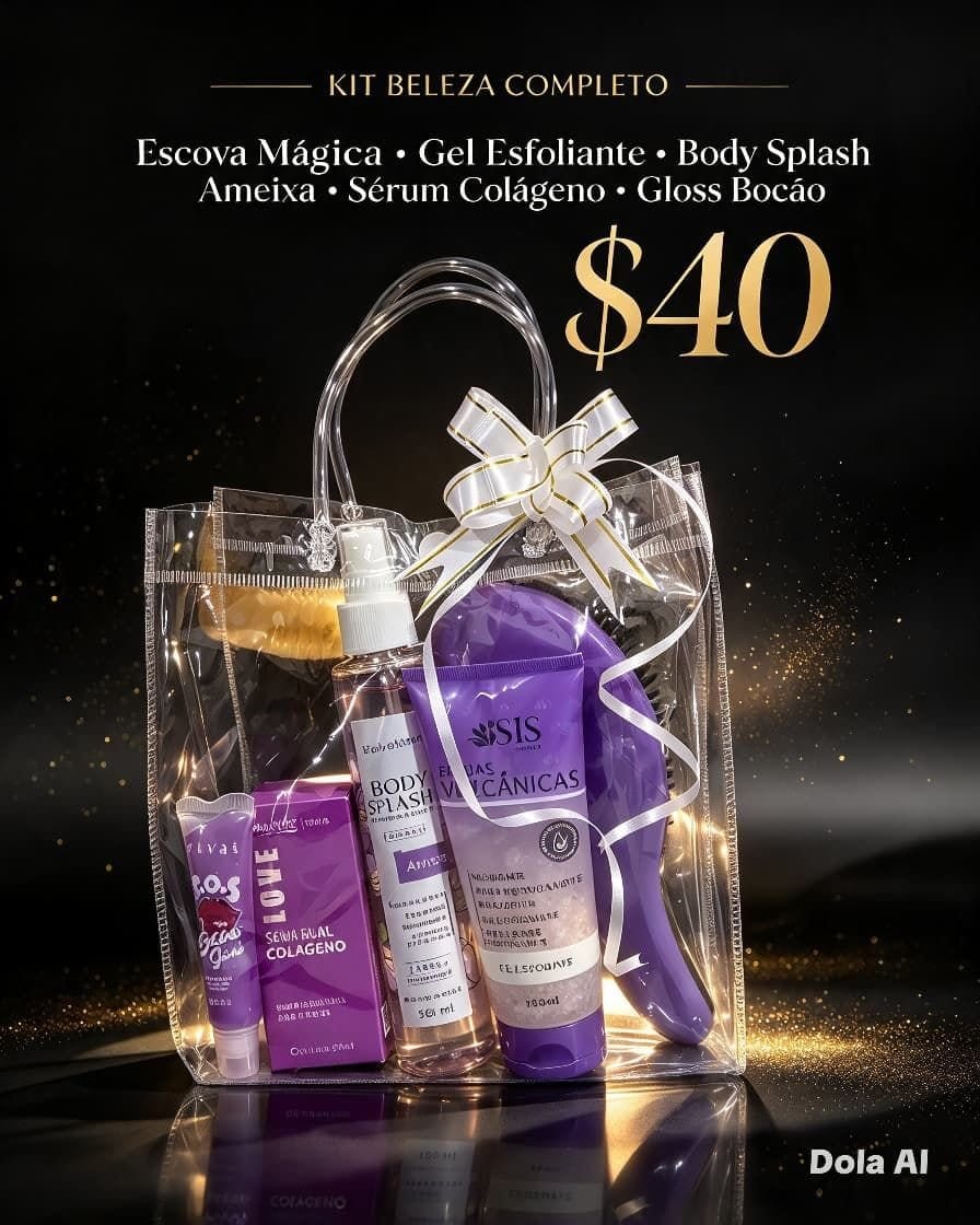 KIT BELEZA C/GEL ESFOLIANTE,Body Splash Ameixa - Foto 1