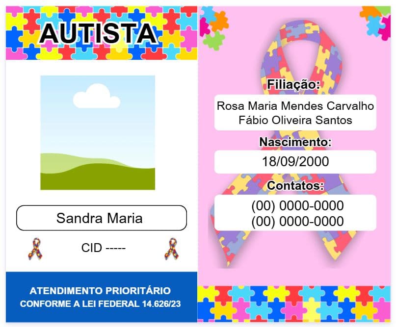 Cracha Identificação Autismo (Menina)
