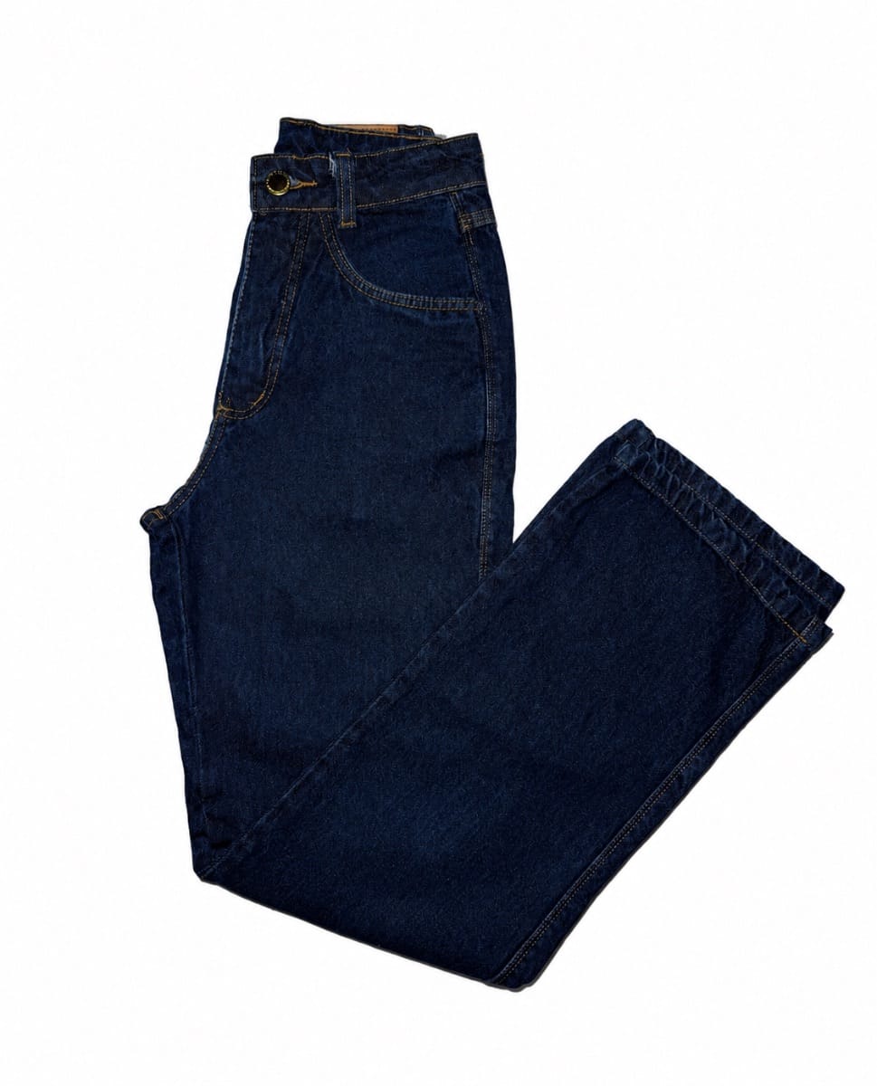 Calça Jeans Reta Feminina Azul Escuro - Foto 4
