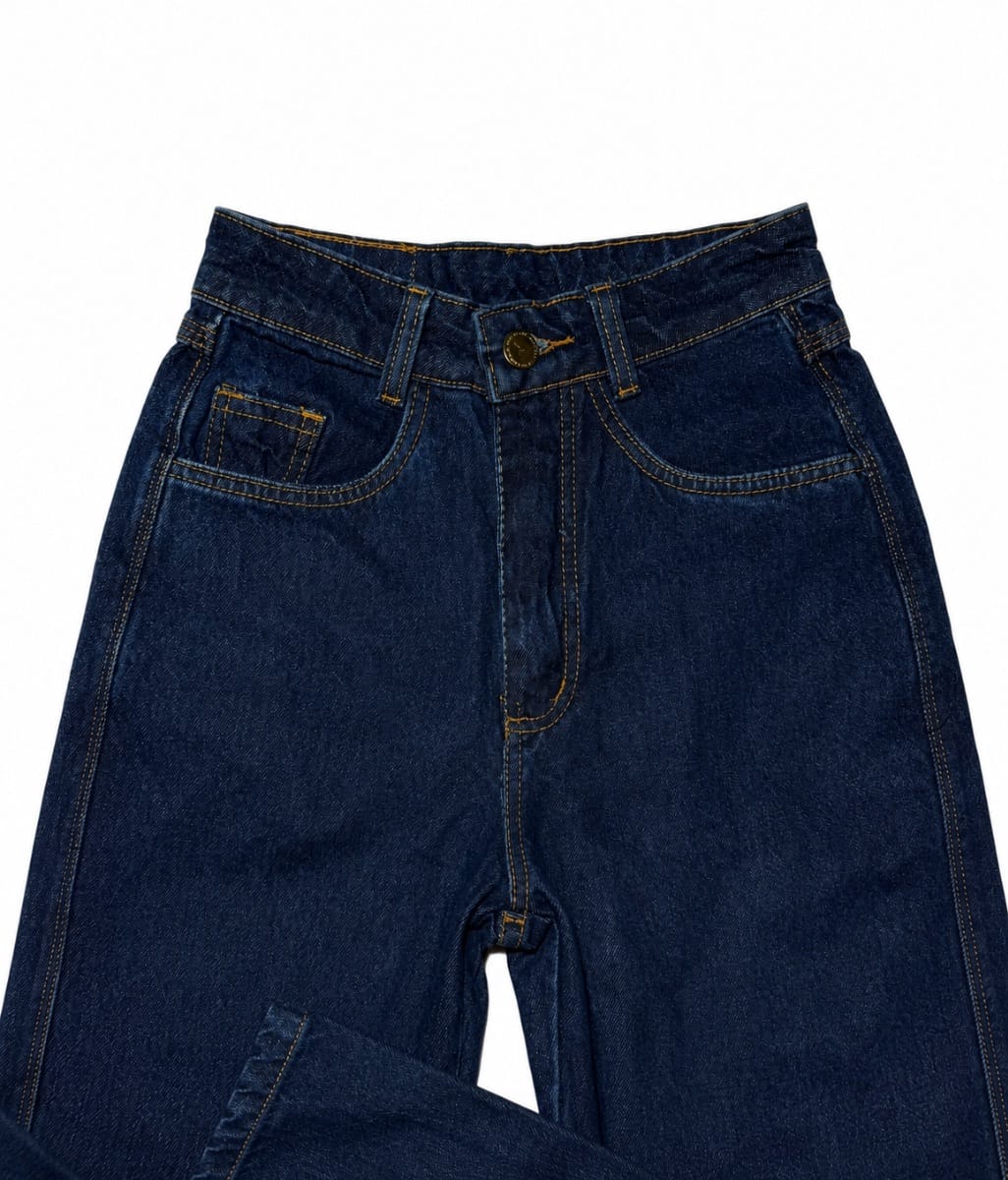 Calça Jeans Reta Feminina Azul Escuro - Foto 2