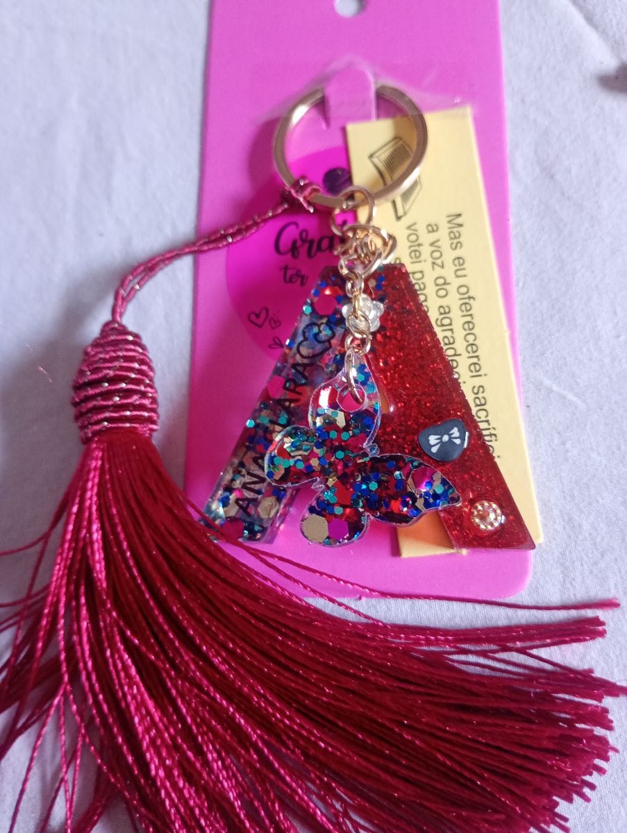 Chaveiros de iniciais com pingente e tassel - Foto 2