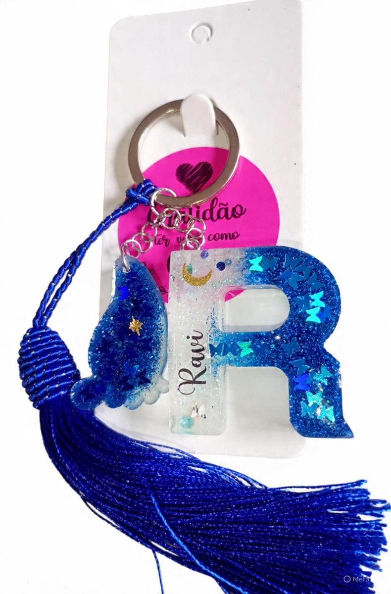 Chaveiros de iniciais com pingente e tassel - Foto 5
