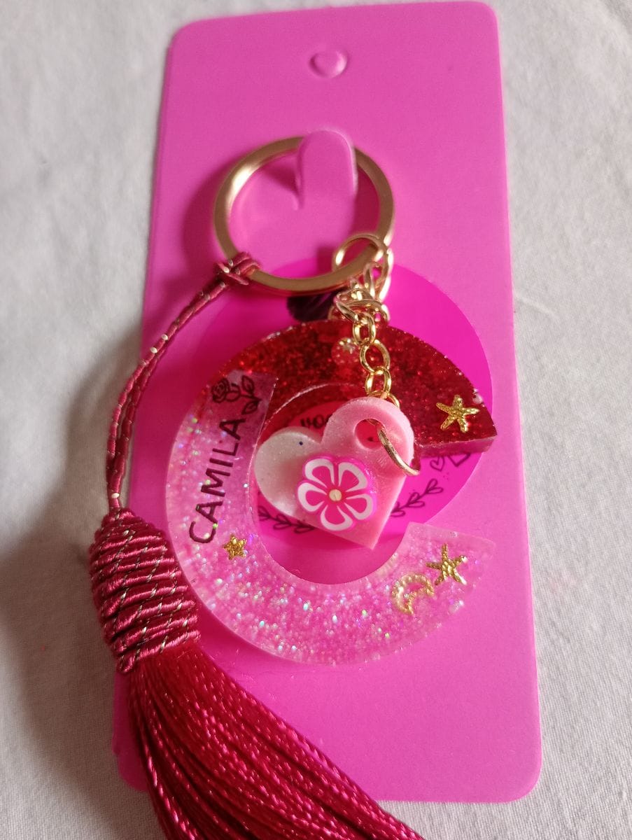Chaveiros de iniciais com pingente e tassel - Foto 3