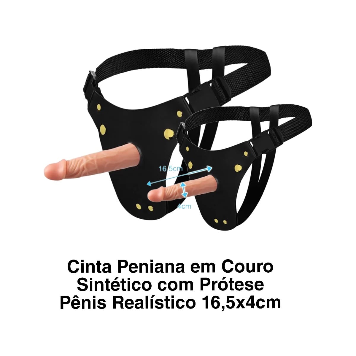 Cinta Peniana com Prótese Pênis Realístico Soulsex Cinta Peniana em Couro Sintético com Prótese Pênis Realístico 16,5x4cm Soulsex - Foto 3