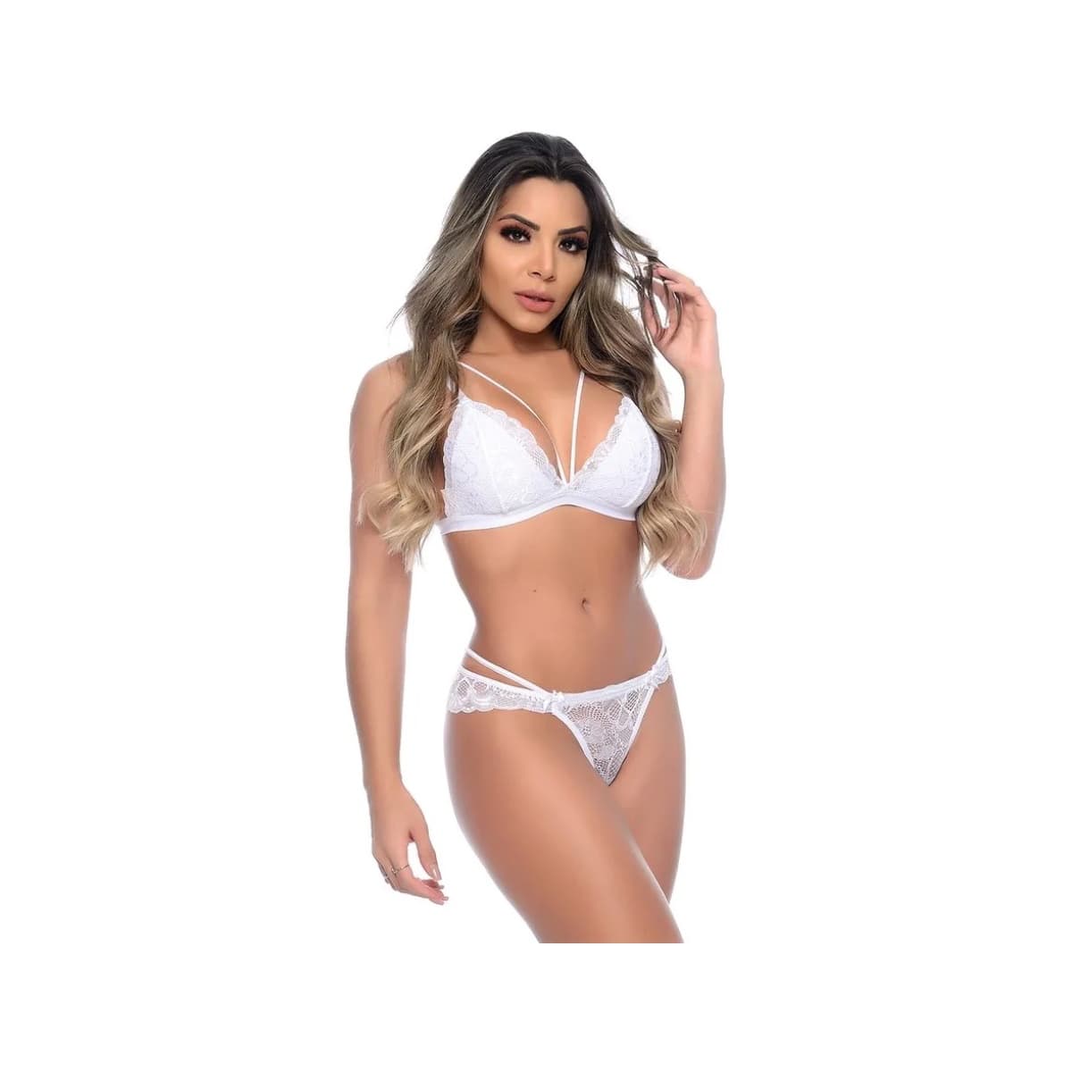 CONJUNTO STRAPPY DELICADO EM RENDA PATITEX (TAM M)