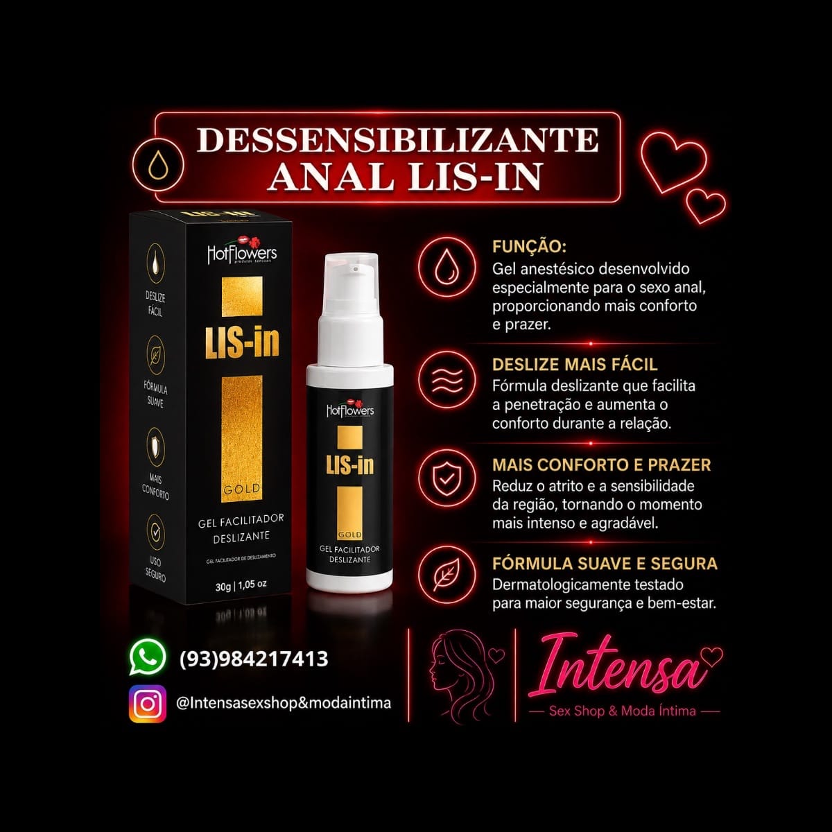 LIS-IN GEL DESSENSIBILIZANTE ANAL 30G HOT FLOWERS - Foto 3